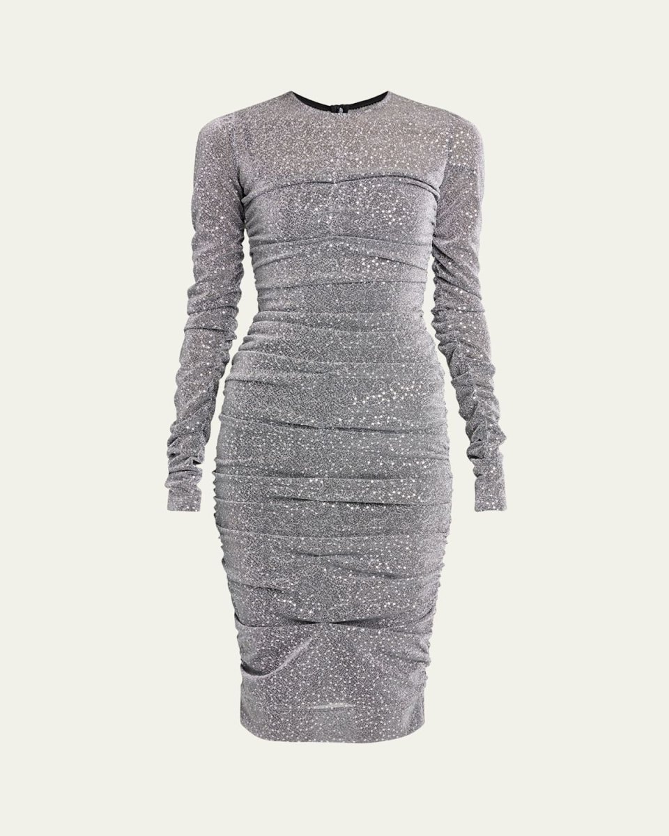 Sequined Body-Con Ruched Dress